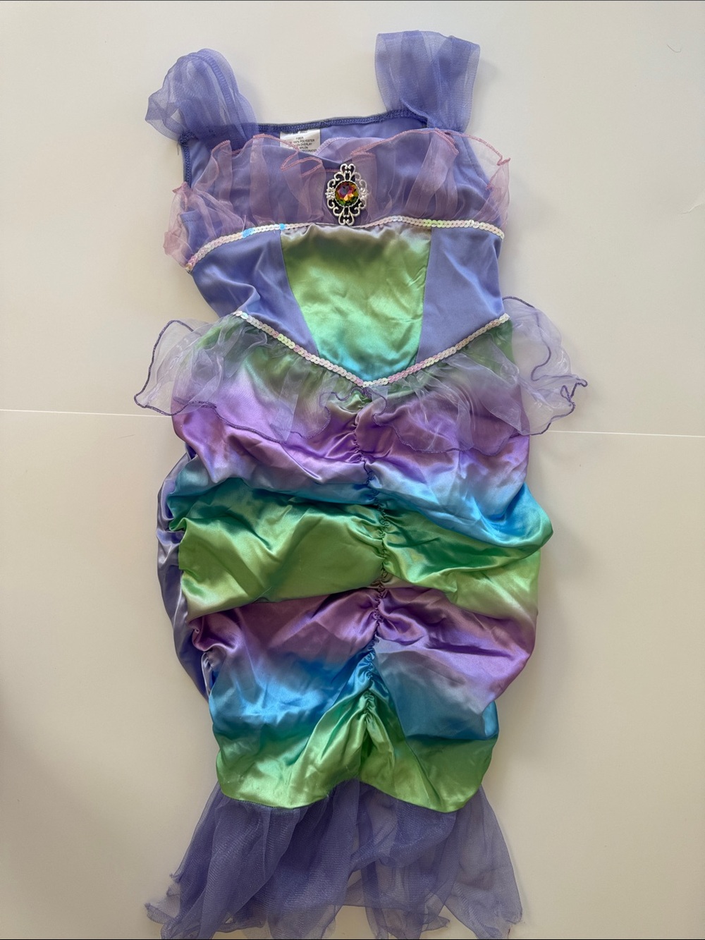 Mermaid Purple and Green Girls Dress-Up Costume with Jewel Accent/
